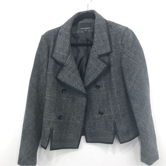 Cynthia Rowley Double Breasted Black Tweed Blazer Jacket - Picture 7 of 10